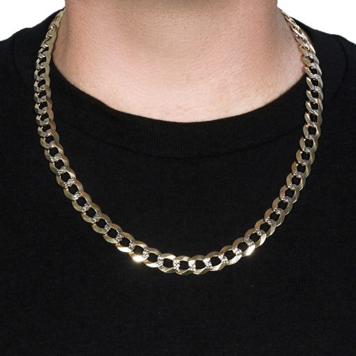 14k Two Tone Gold Pave Curb Chain (12.18 mm) - Image 3