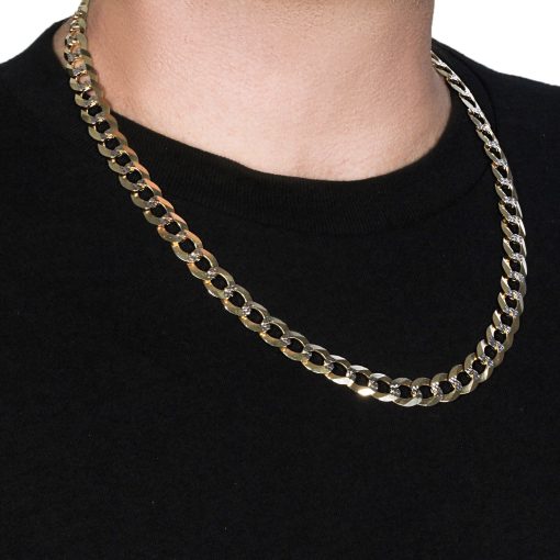 14k Two Tone Gold Pave Curb Chain (12.18 mm) - Image 4
