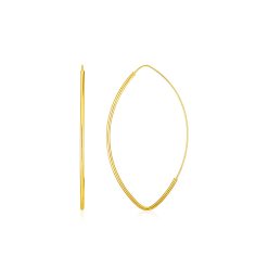 14k Yellow Gold Polished Long Marquise Motif Earrings