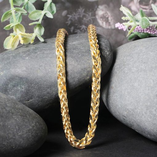 14k Yellow Gold Diamond Cut Round Franco Chain (5.30 mm) - Image 5