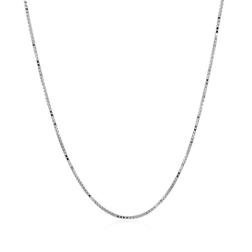 14k White Gold Classic Box Chain (0.68 mm) - Image 2