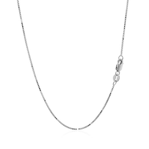 14k White Gold Classic Box Chain (0.68 mm) - Image 3