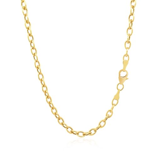 14k Yellow Gold Pendant Chain with Textured Links (3.30 mm) - Image 3