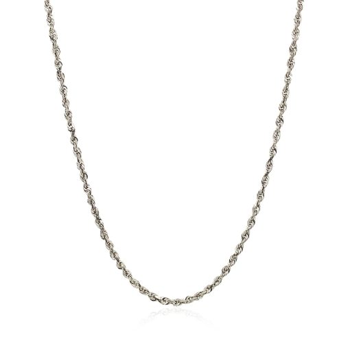 14k White Gold Solid Diamond Cut Rope Chain (1.80 mm) - Image 2