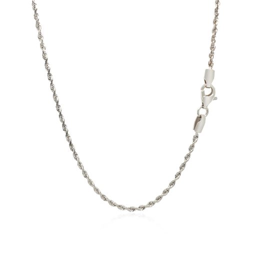14k White Gold Solid Diamond Cut Rope Chain (1.80 mm) - Image 3