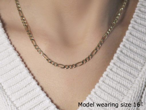 14k Yellow Gold Solid Figaro Chain (3.80 mm) - Image 4
