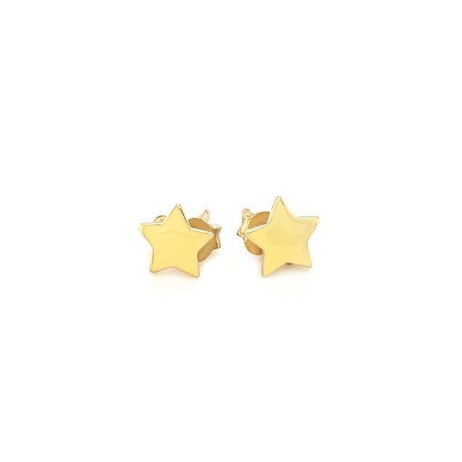 14k Yellow Gold Post Earrings with Stars(6.5mm) - Image 2