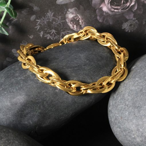 Double Oval Link Chain Bracelet in 14k Yellow Gold (10.00 mm) - Image 2