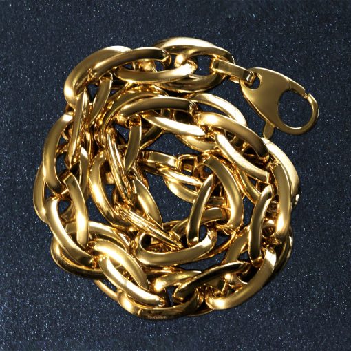Double Oval Link Chain Bracelet in 14k Yellow Gold (10.00 mm) - Image 4
