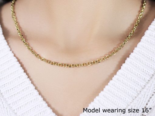 14k Yellow Gold Diamond Cut Cable Link Chain (3.70 mm) - Image 5