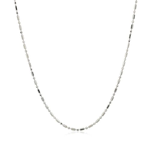 14k White Gold Diamond-Cut Alternating Bead Chain (1.10 mm) - Image 2