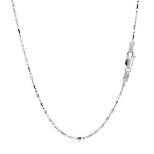 14k White Gold Diamond-Cut Alternating Bead Chain (1.10 mm) - Image 3