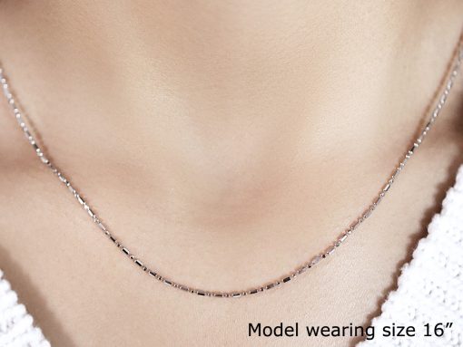14k White Gold Diamond-Cut Alternating Bead Chain (1.10 mm) - Image 4