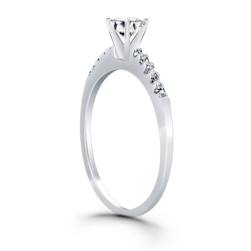 14k White Gold Engagement Ring Mounting with Diamond Band - Image 2