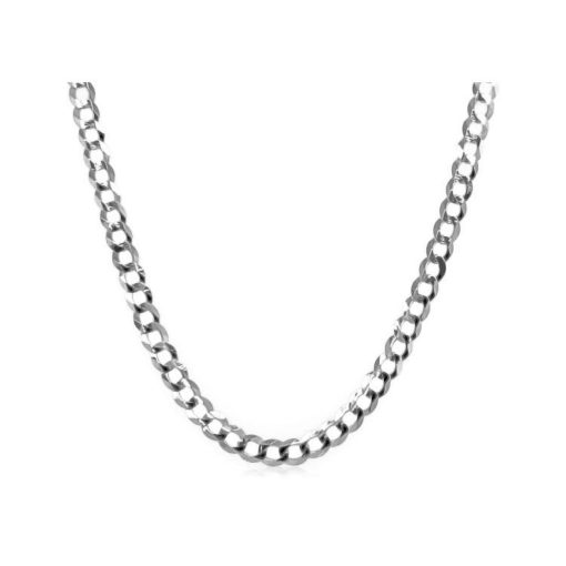 14k White Gold Solid Curb Chain (2.60 mm) - Image 2