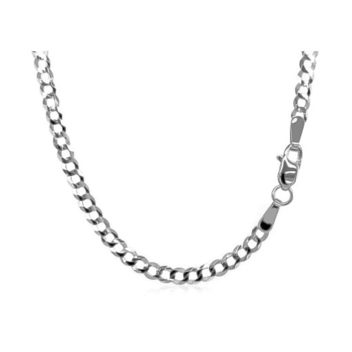 14k White Gold Solid Curb Chain (2.60 mm) - Image 4