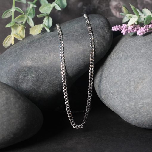 14k White Gold Solid Curb Chain (2.60 mm) - Image 5