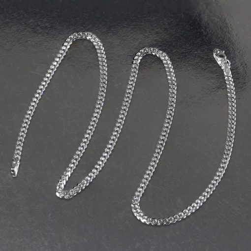 14k White Gold Solid Curb Chain (2.60 mm) - Image 6
