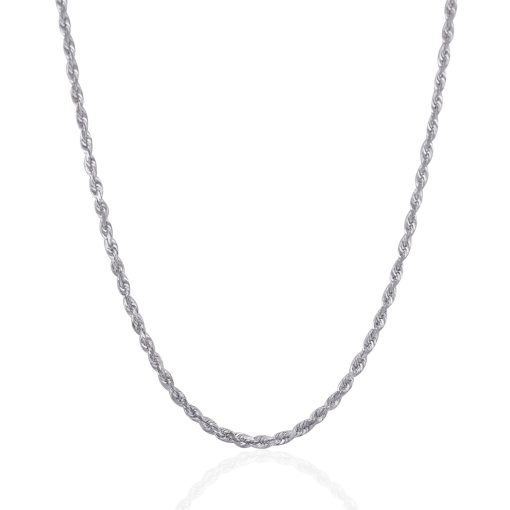 14k White Gold Solid Diamond Cut Rope Chain (3.00 mm) - Image 2