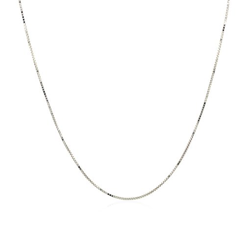 14k White Gold Classic Box Chain (0.60 mm) - Image 2