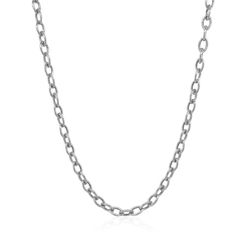 14k White Gold Pendant Chain with Textured Links (2.90 mm) - Image 2