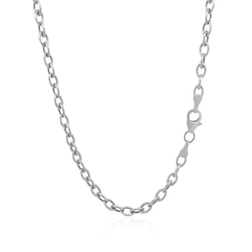 14k White Gold Pendant Chain with Textured Links (2.90 mm) - Image 3