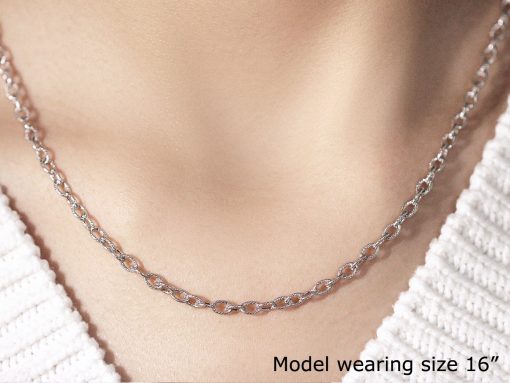 14k White Gold Pendant Chain with Textured Links (2.90 mm) - Image 4