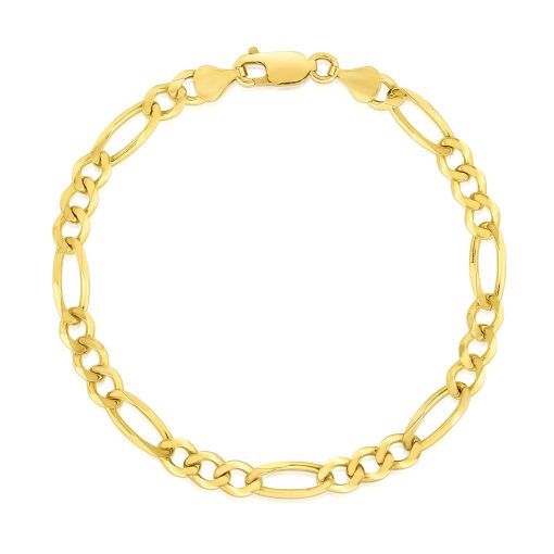 4.5mm 14k Yellow Gold Solid Figaro Bracelet - Image 2
