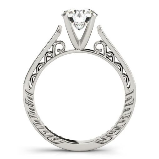 14k White Gold Round Diamond Antique Style Engagement Ring (1 1/8 cttw) - Image 2