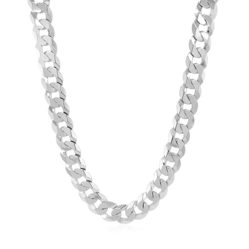 Rhodium Plated Sterling Silver Curb Style Chain (7.20 mm) - Image 2