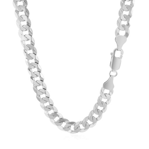 Rhodium Plated Sterling Silver Curb Style Chain (7.20 mm) - Image 3