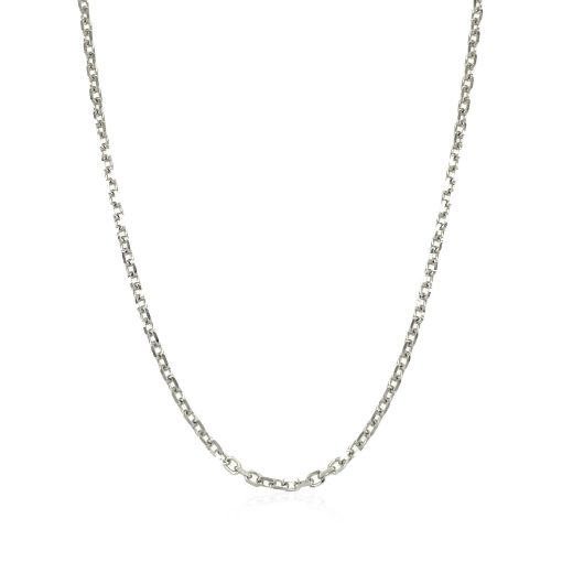 14k White Gold Diamond Cut Cable Link Chain (1.90 mm) - Image 2