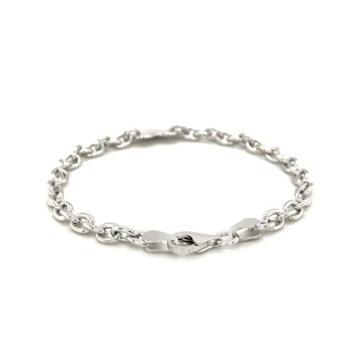 Sterling Silver Rhodium Plated Chain Bracelet with a Flat Heart Station (5.00 mm) - Image 3