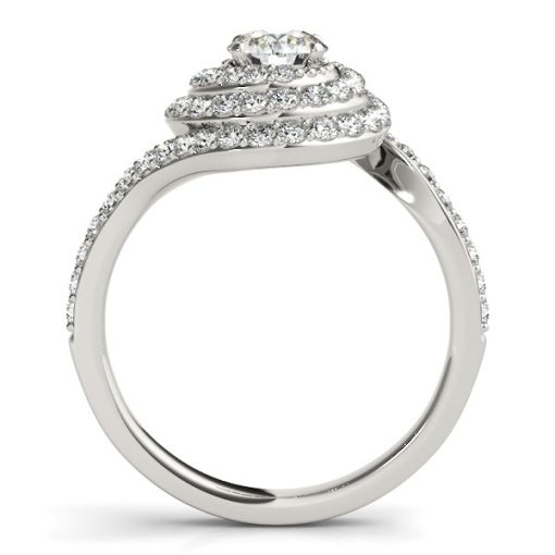 14k White Gold Round Diamond Spiral Design Engagement Ring (1 1/8 cttw) - Image 2
