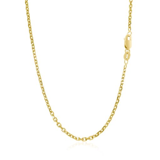 14k Yellow Gold Diamond Cut Cable Link Chain (1.90 mm) - Image 3