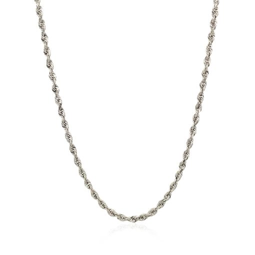 14k White Gold Solid Diamond Cut Rope Chain (2.50 mm) - Image 2