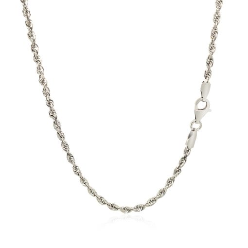 14k White Gold Solid Diamond Cut Rope Chain (2.50 mm) - Image 3