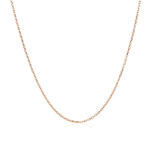 14k Pink Gold Diamond Cut Cable Link Chain (0.87 mm) - Image 2