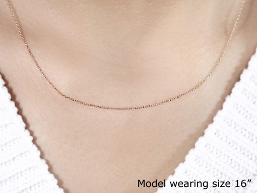 14k Pink Gold Diamond Cut Cable Link Chain (0.87 mm) - Image 4