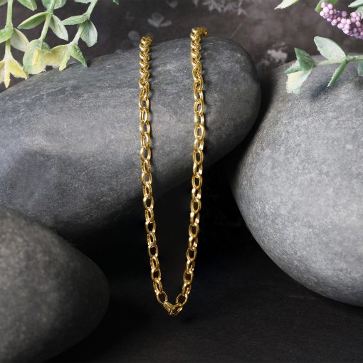 14k Yellow Gold Oval Rolo Chain (3.20 mm) - Image 3