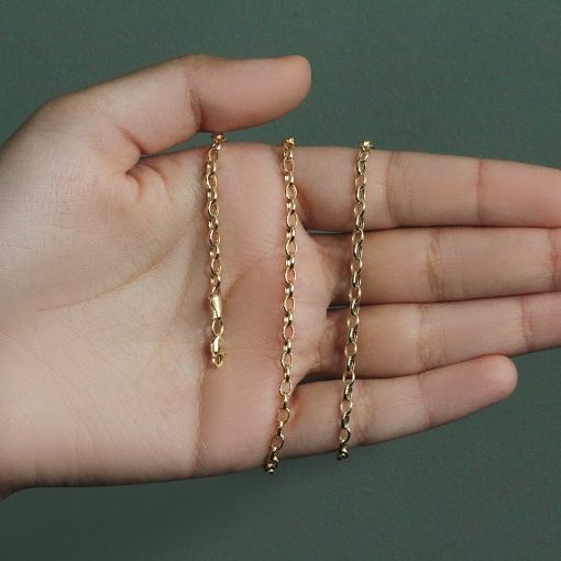 14k Yellow Gold Oval Rolo Chain (3.20 mm) - Image 6