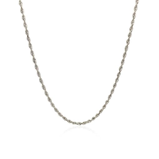 10k White Gold Solid Diamond Cut Rope Chain (1.60 mm) - Image 2