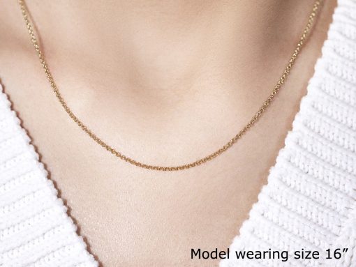 14k Yellow Gold Round Cable Link Chain (1.50 mm) - Image 4