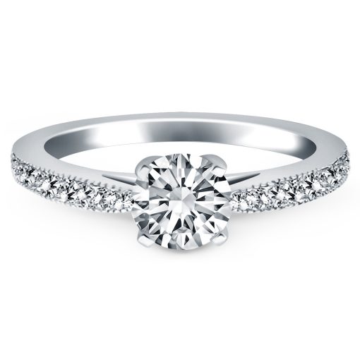 14k White Gold Diamond Pave Cathedral Engagement Ring Mounting - Image 2