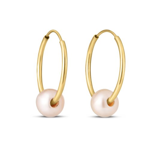 14k Yellow Gold Round Endless Pearl Earring(1x14mm) - Image 2