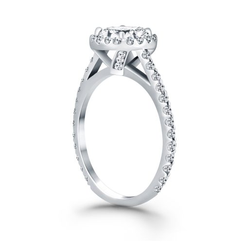 14k White Gold Diamond Halo Cathedral Engagement Mounting - Image 2