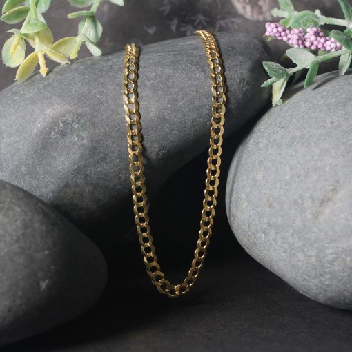 14k Yellow Gold Solid Curb Chain (3.60 mm) - Image 4
