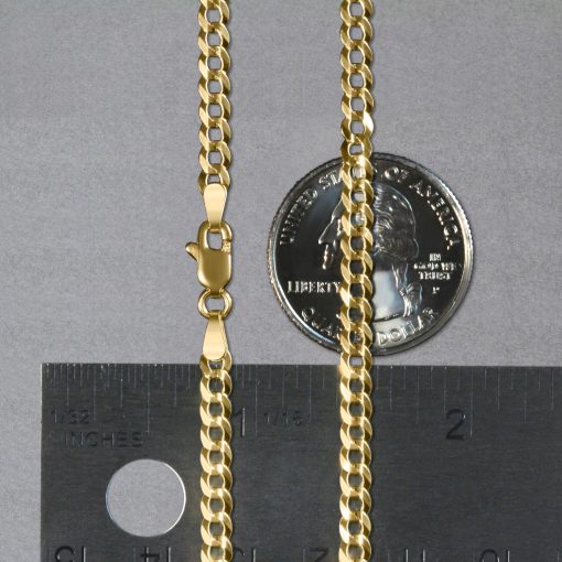 14k Yellow Gold Solid Curb Chain (3.60 mm) - Image 6