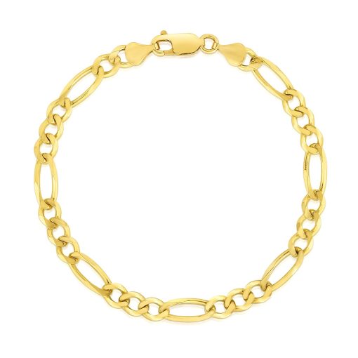 10k Yellow Gold Solid Figaro Bracelet (4.50 mm) - Image 2