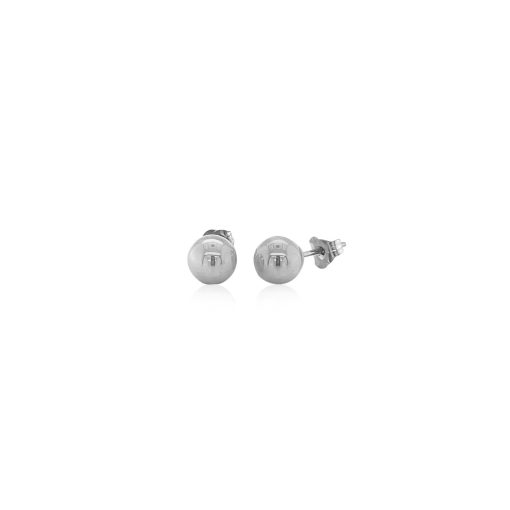 14k White Gold Classic Round Stud Earrings (6mm) - Image 2